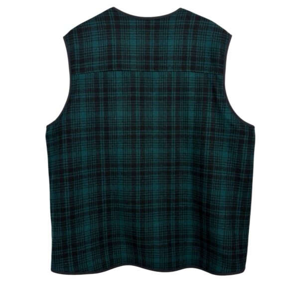 L. L. LL Bean Plaid Wool Vest Mens XL Tall Green Full Zip Sherpa Hunting 296125 - Picture 3 of 7